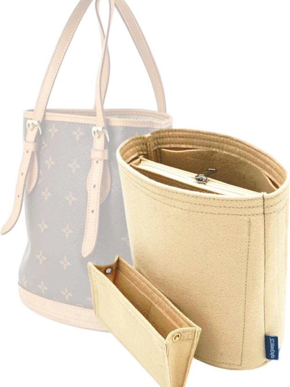 Beige Monogram Canvas Bucket Purse Organizer Insert | Stylish & Functional